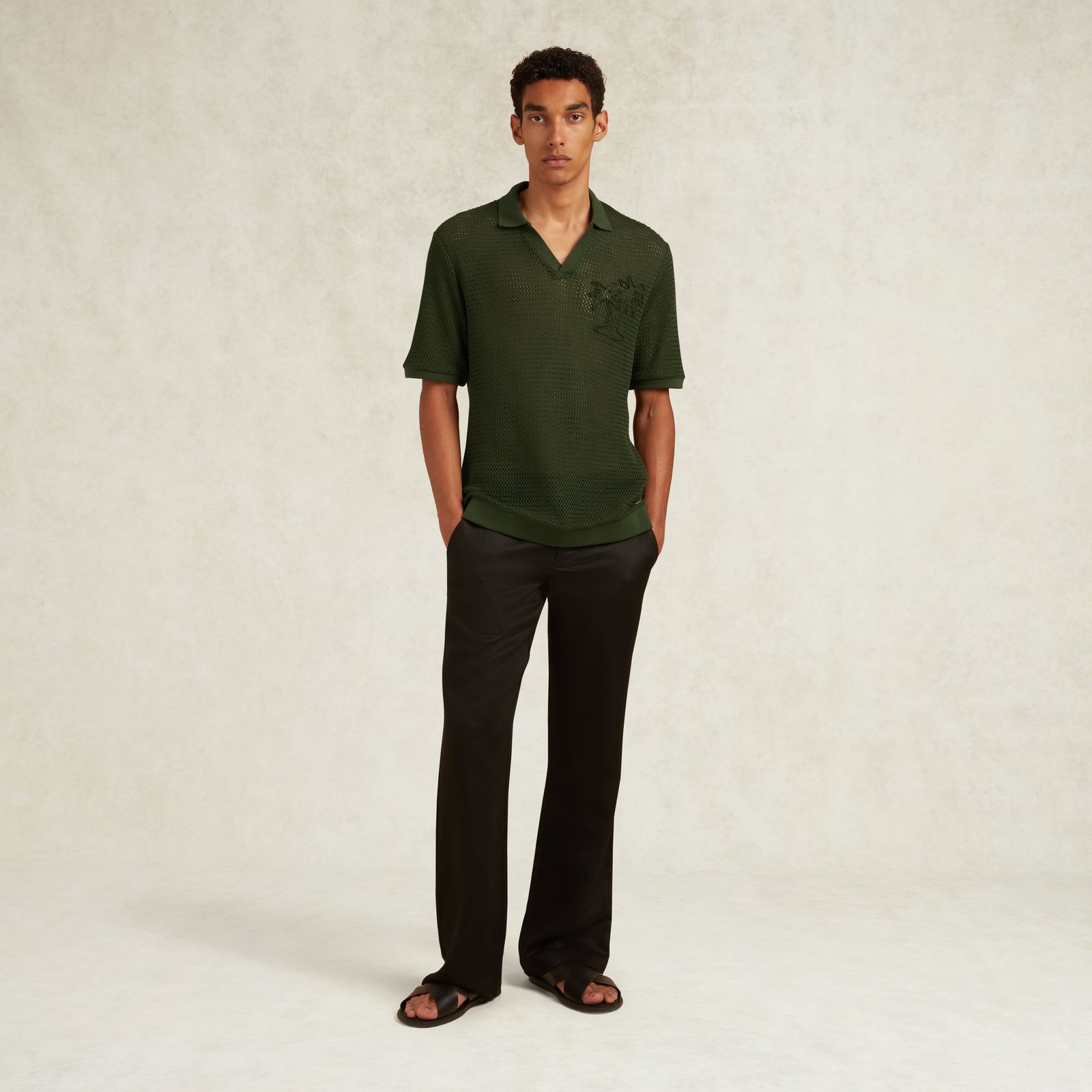 PALMA COTTON APPLIQUE DETAIL POLO - KHAKI