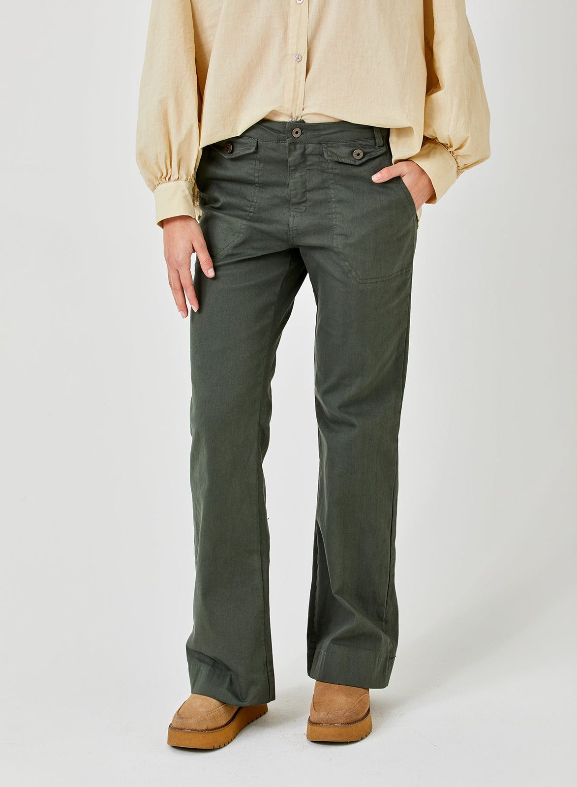 Beau Heavy Cotton Stretch Flared Pants