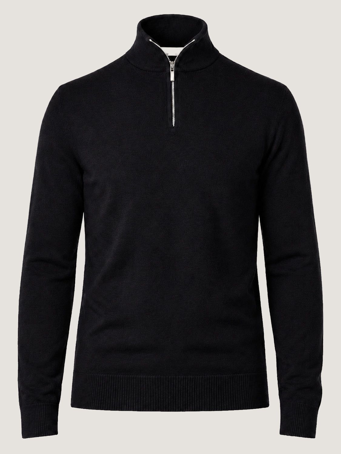 Men's Half Zip Wool Jumper - Black