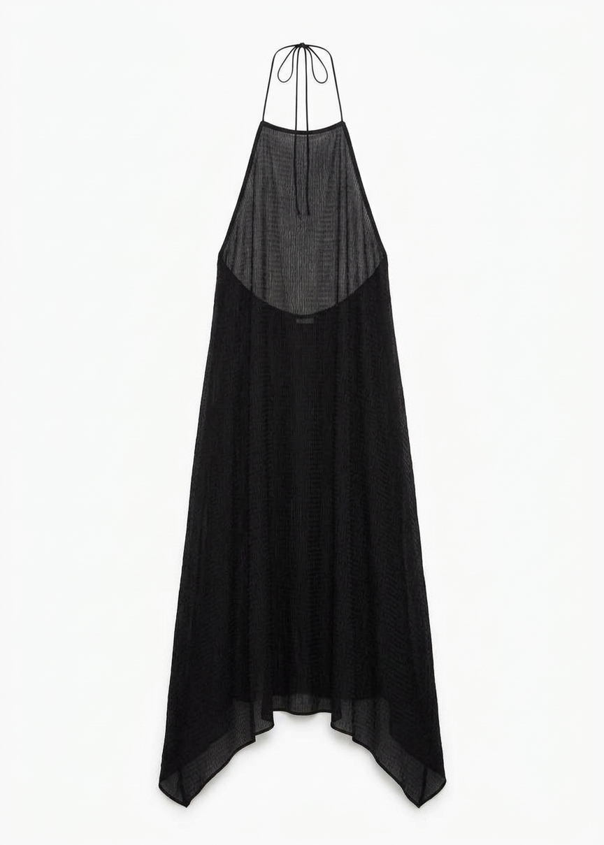 St. Agni Textured Weave Halter Dress - Black