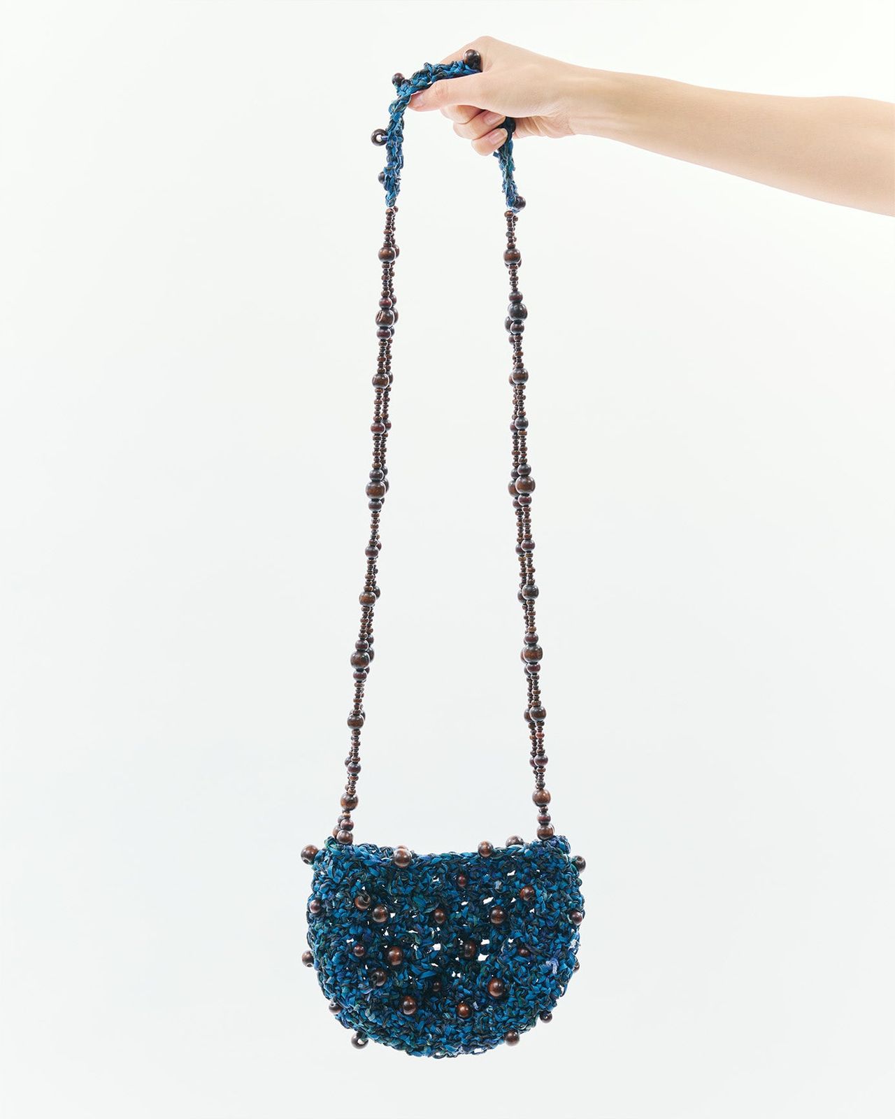 CROCHET WOOD BEAD CROSSBODY BAG