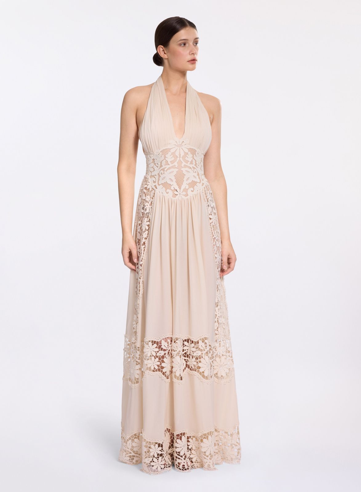 Silk & Macramé Long Dress