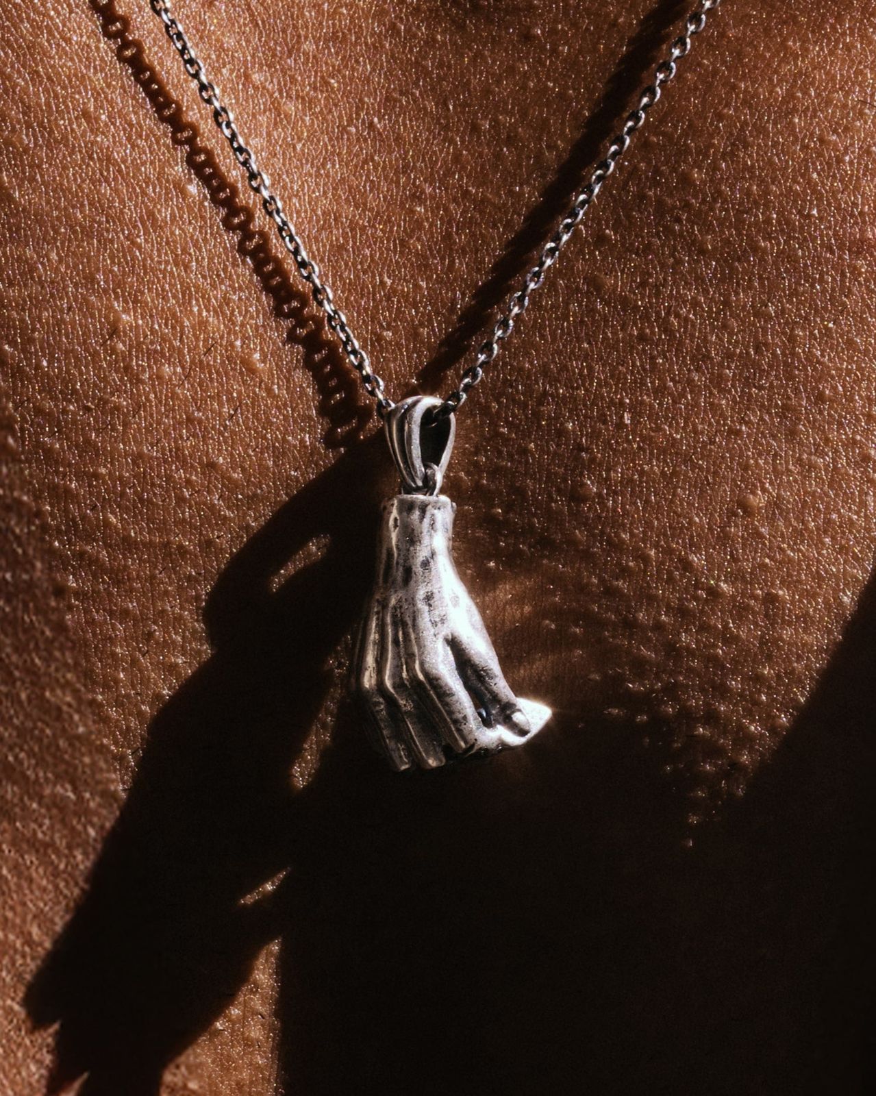 Silver Hand Plectrum Pendant Necklace