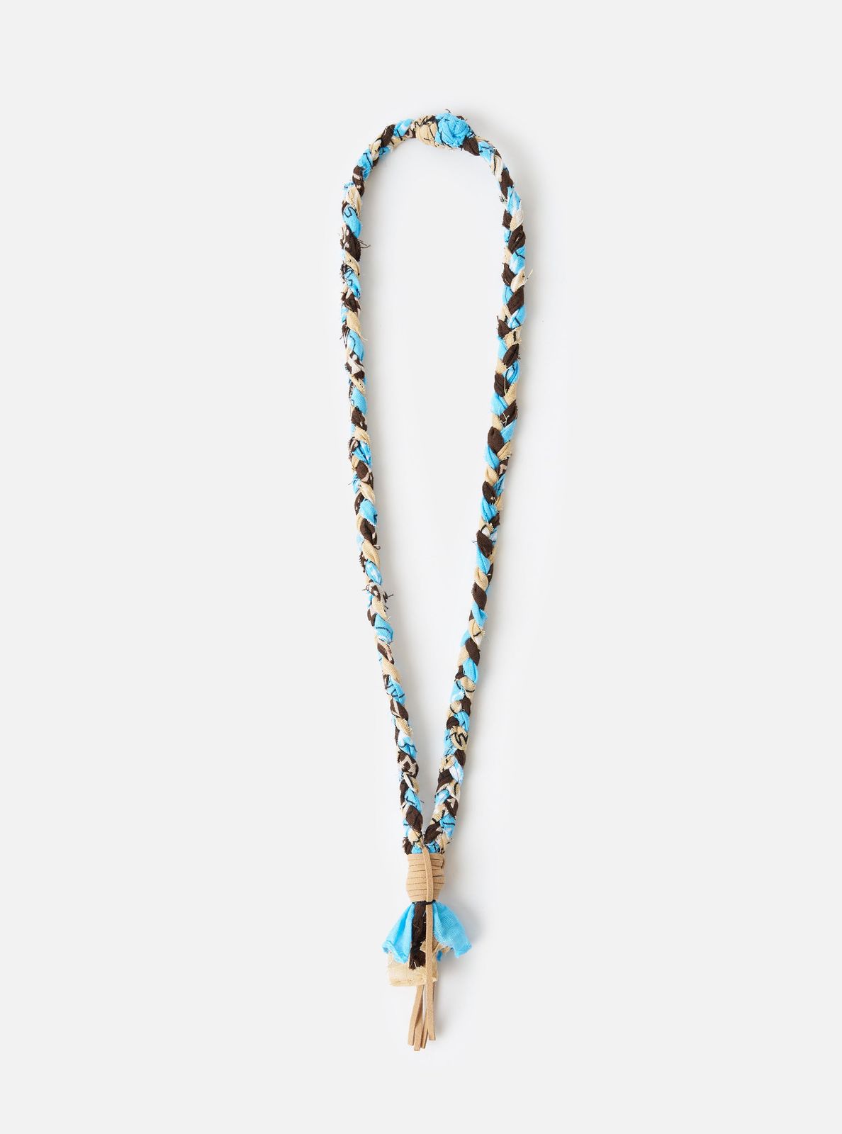 Hanami of Rome Light Blue/Beige/Brown Leather Bandana Necklace No.50