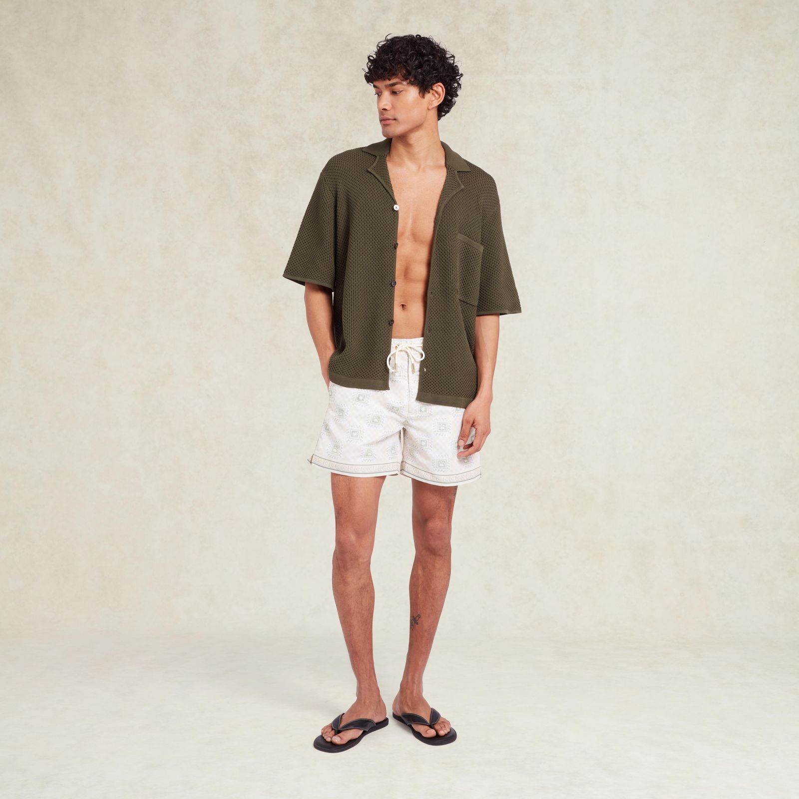 Telha Print Oceano Swimshort - Ecru