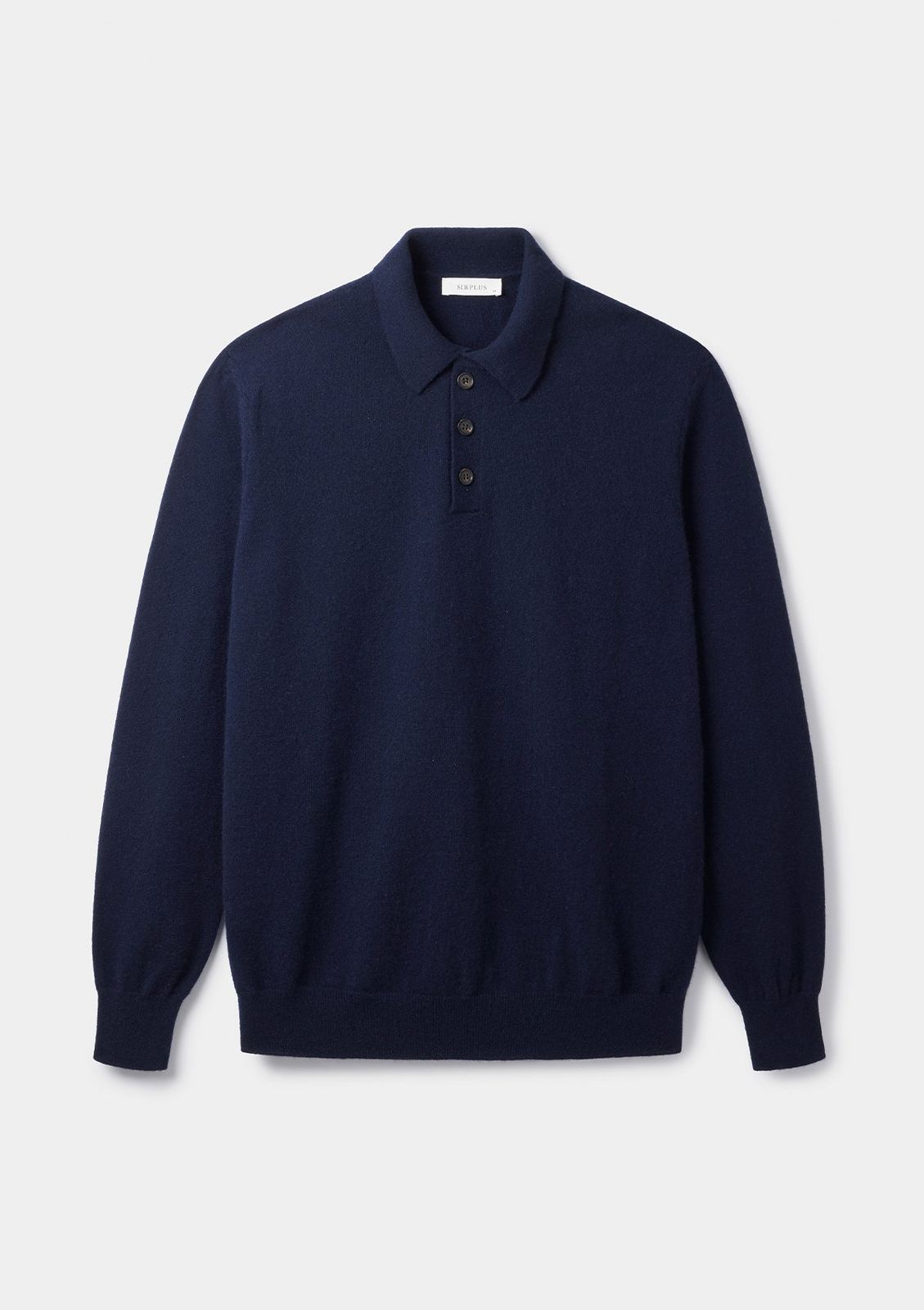 Navy Cashmere Long Sleeve Polo