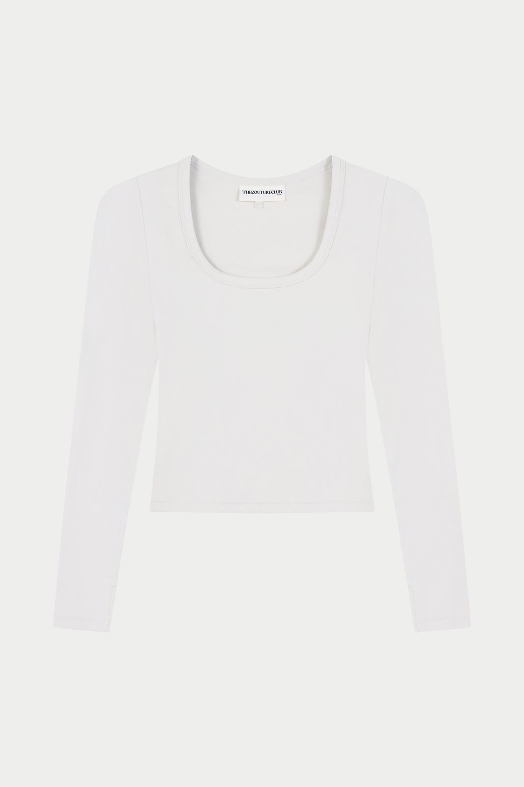 SCULPTING STRETCH SCOOP NECK LONG SLEEVE TOP - BONE