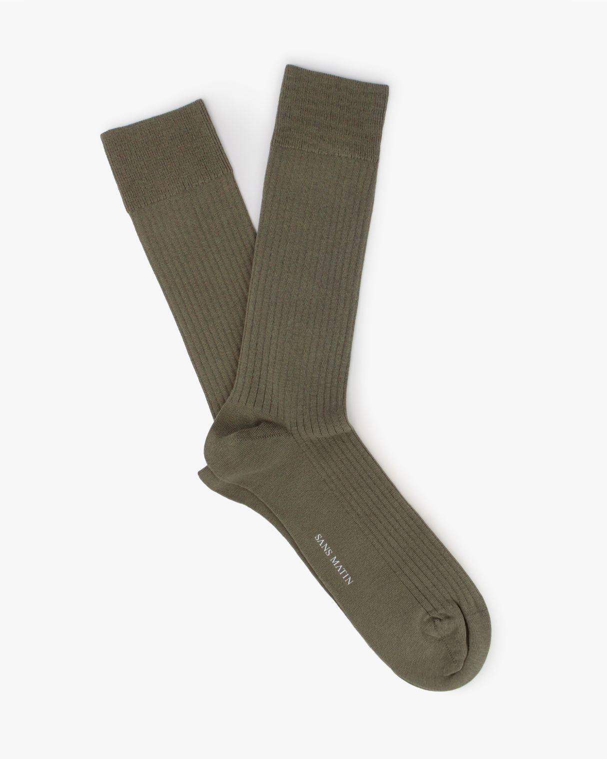 Organic Cotton Ribbed Socks - Khaki Green