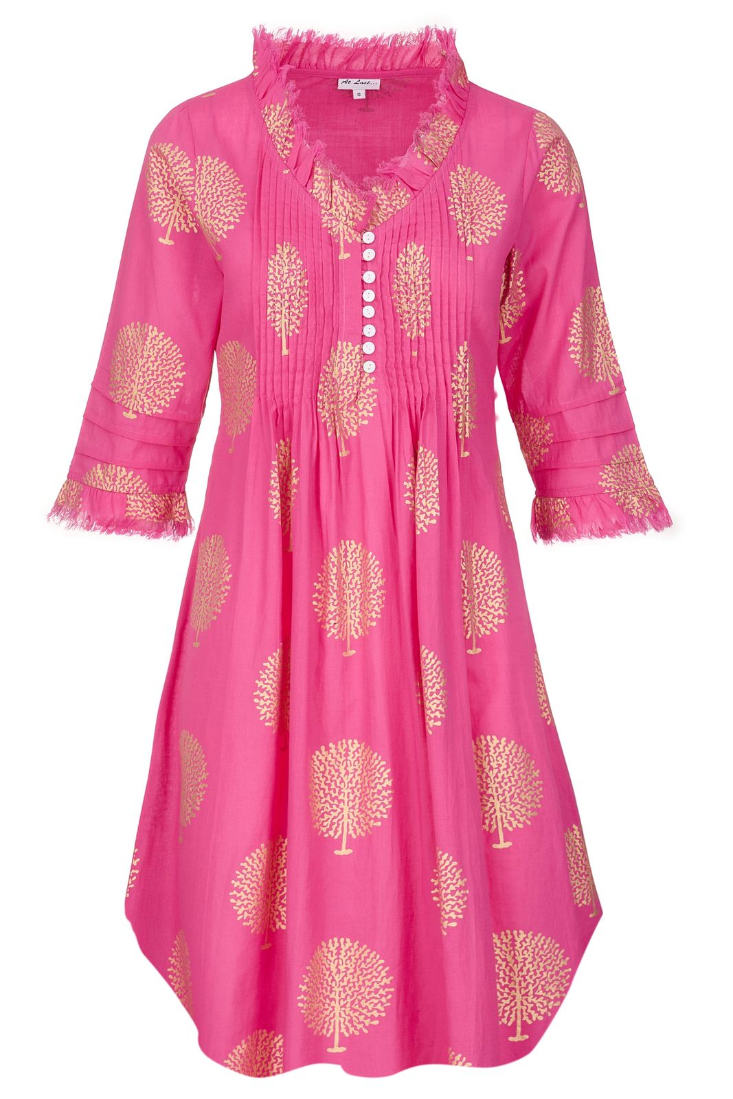 Annabel Cotton Tunic In Bubblegum Pink & Gold