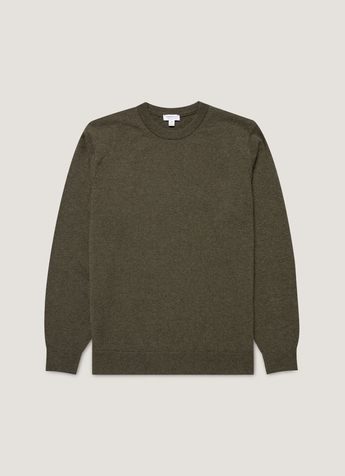 Men's Cashmere Crew Neck Jumper in Khaki