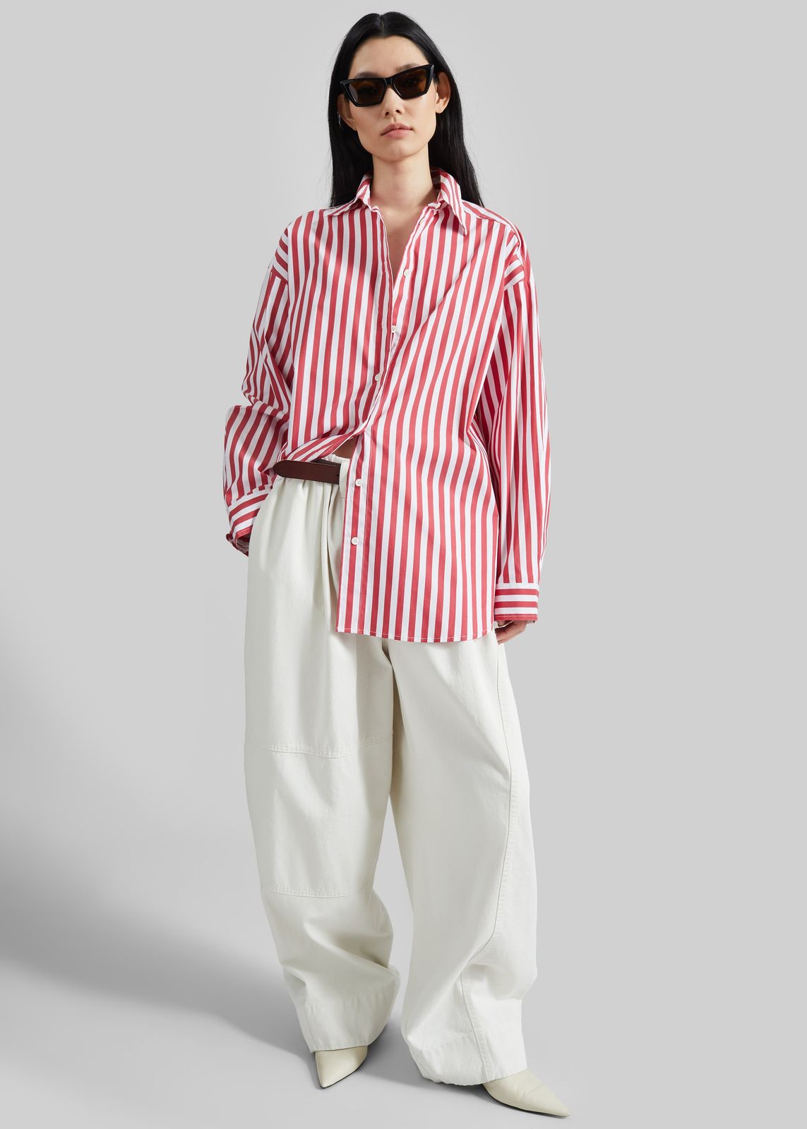 Sylvia Oxford Shirt - White/Red Stripe
