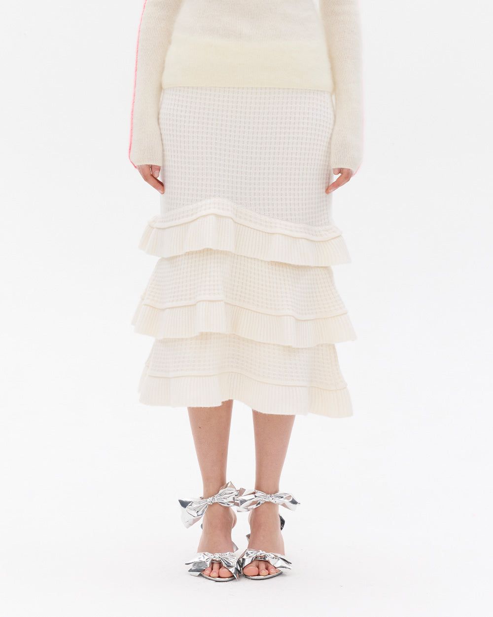 TIERED RUFFLE CASHMERE SKIRT