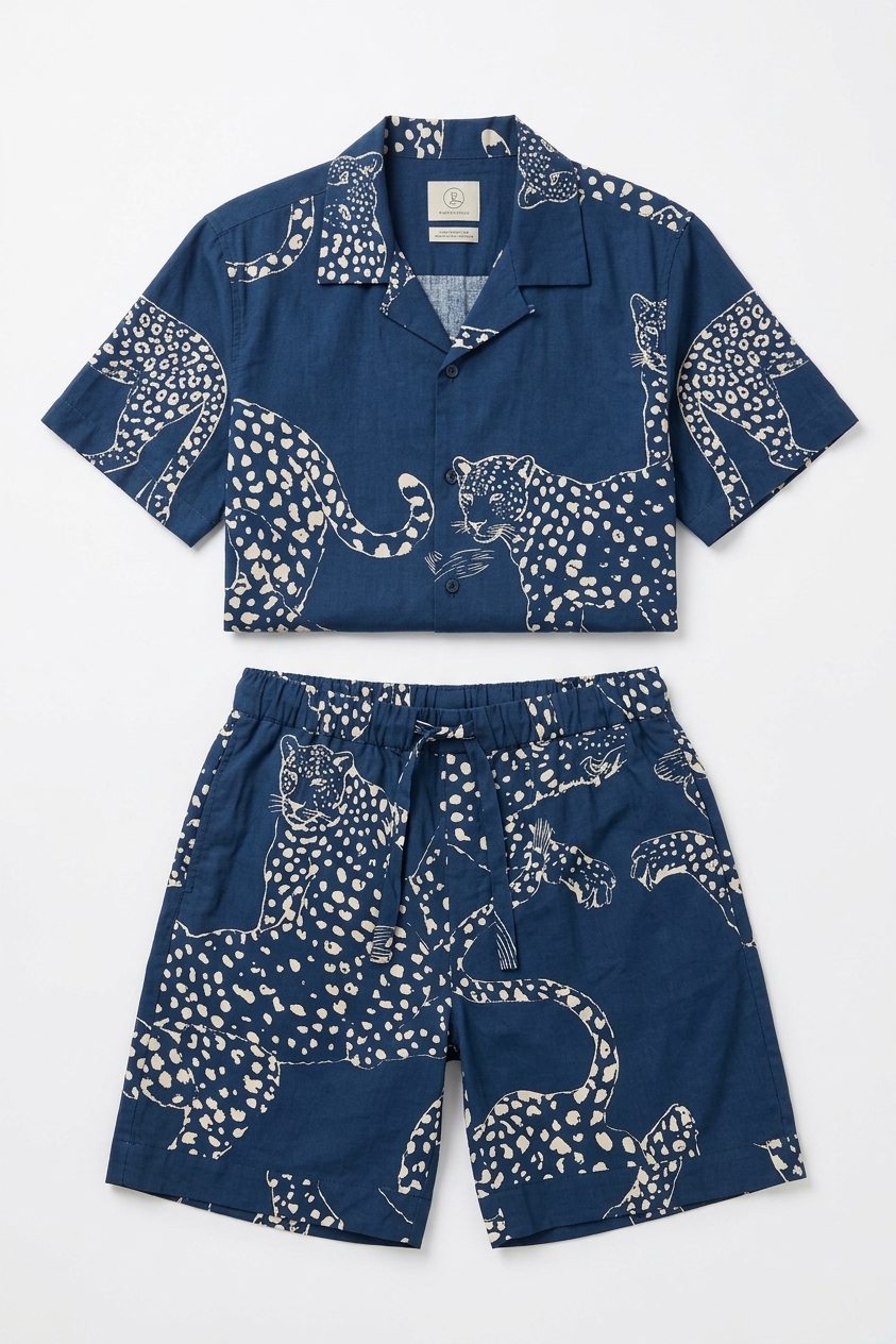 Men’s Pyjama Shorts The Jag Print Blue