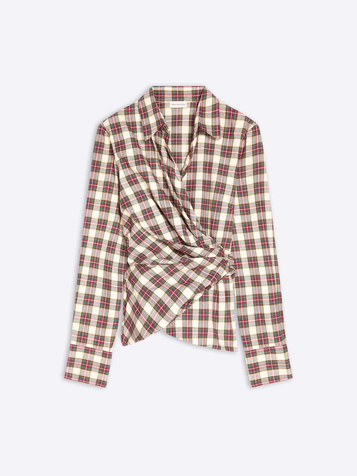 Fitted flannel wrap shirt