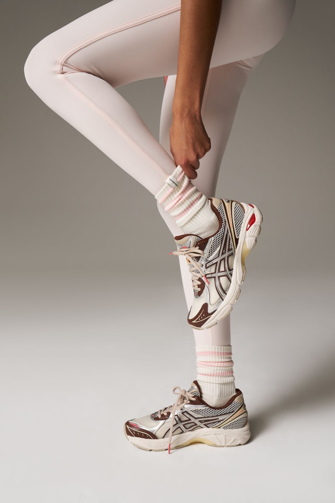 STRIPED BRANDED LABEL SOCK - PINK