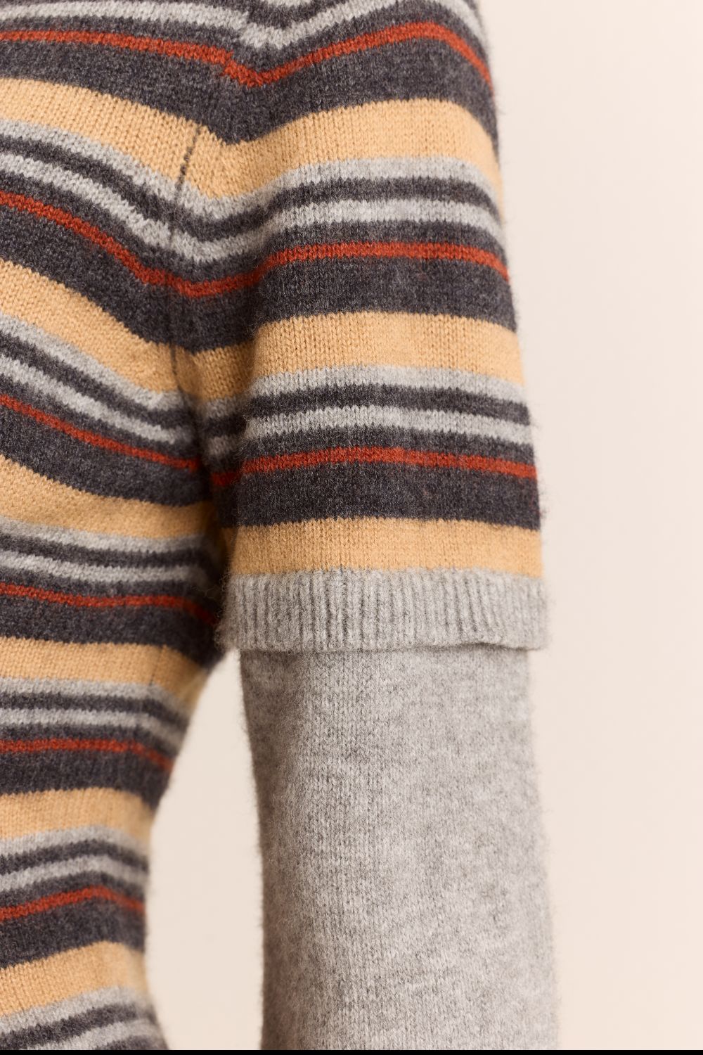 Clara Double Sleeve Merino Wool Jumper - Stripe