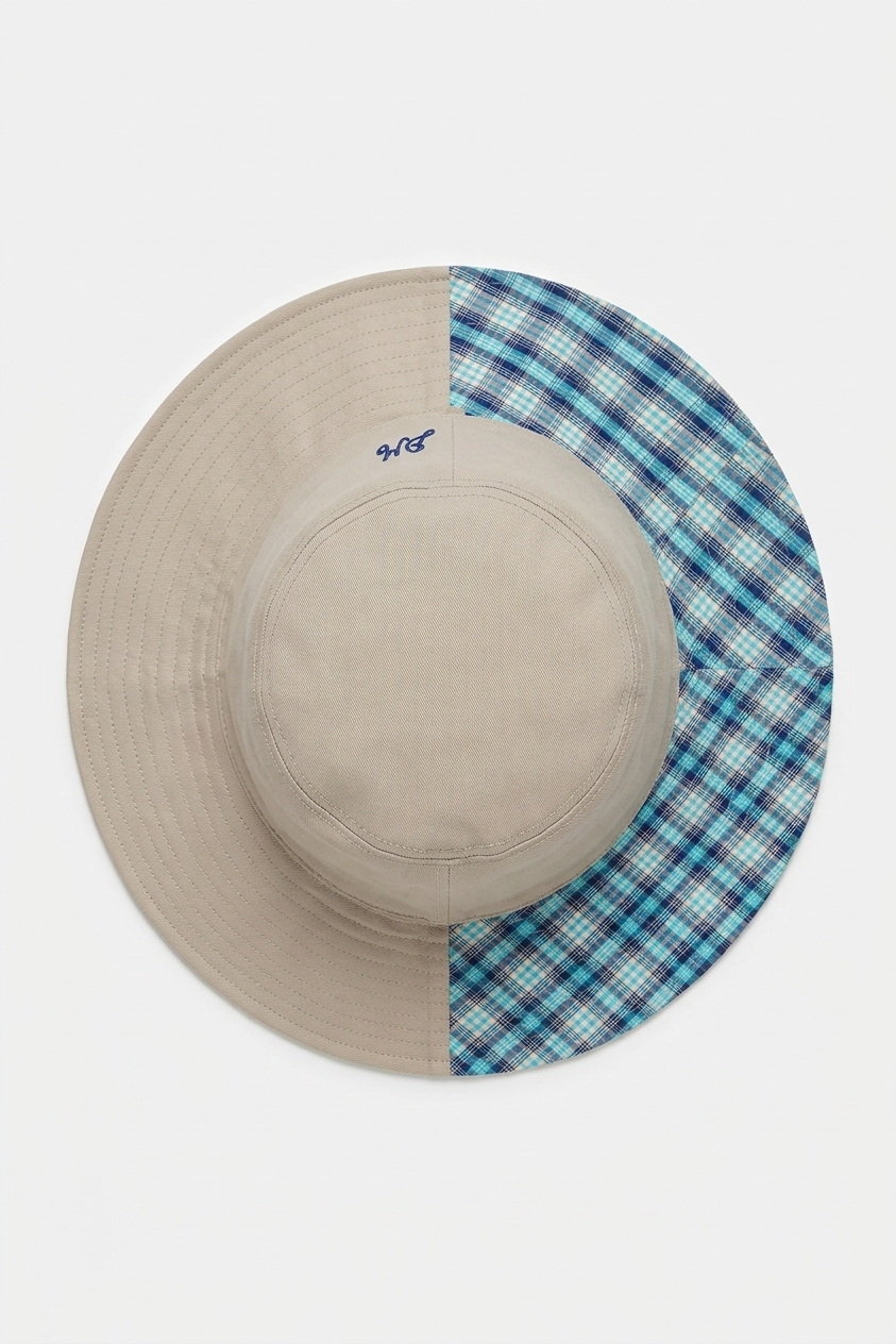 Reversible Sun Hat - Tomboy Check & Stone