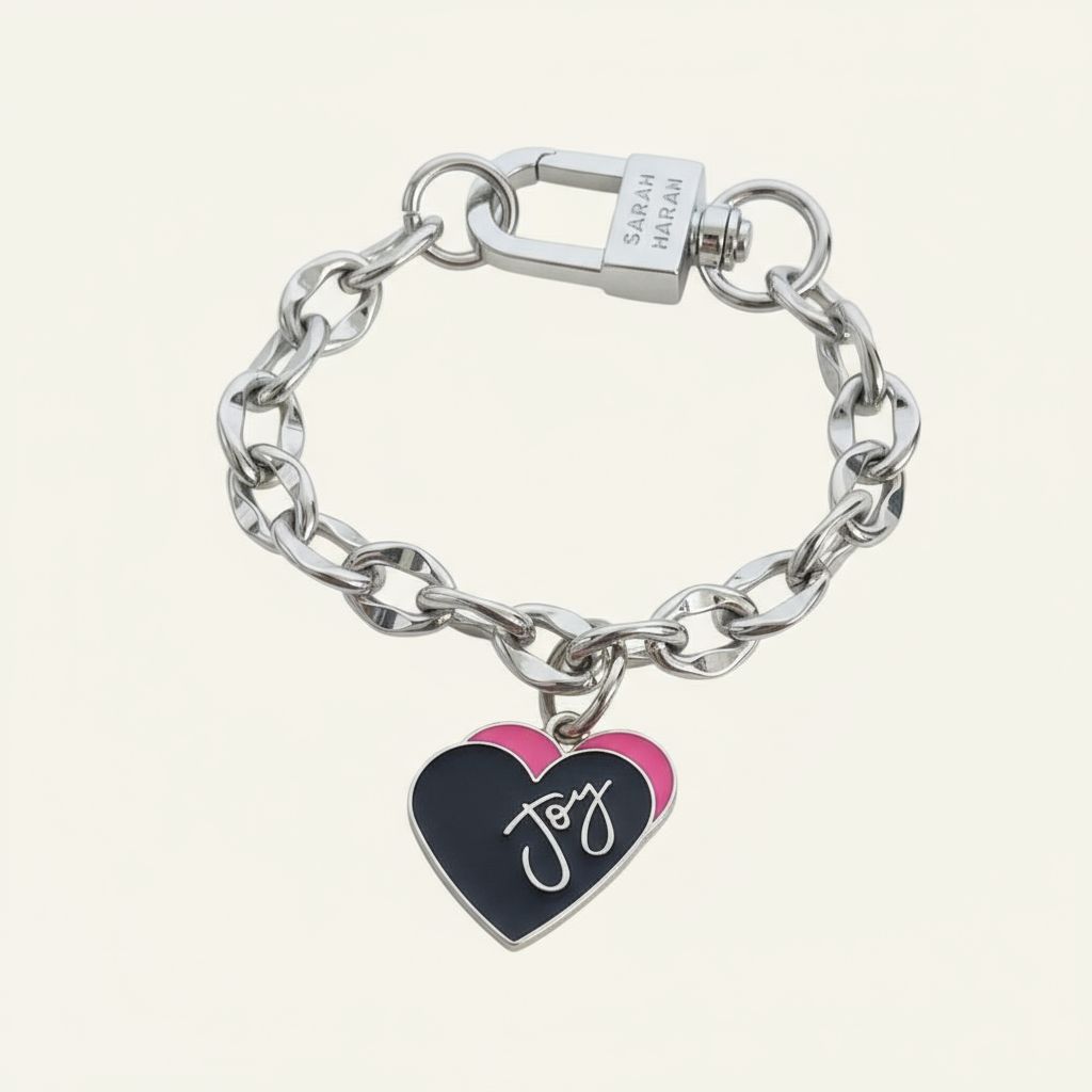 Padlock Chain Heart Bracelet | Pink Heart with Silver hardware