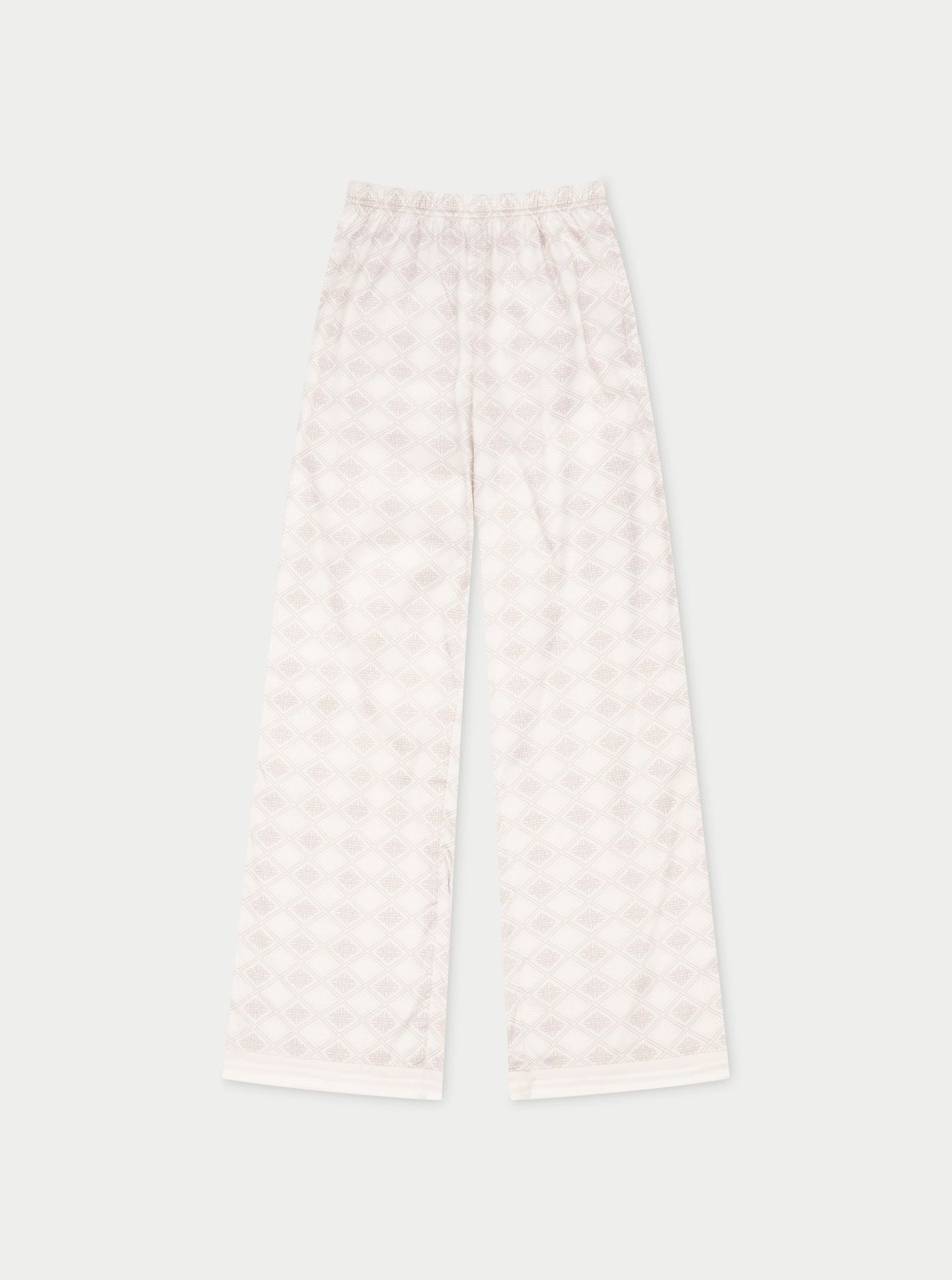 EMBLEM PRINT WIDE LEG TROUSERS - BEIGE
