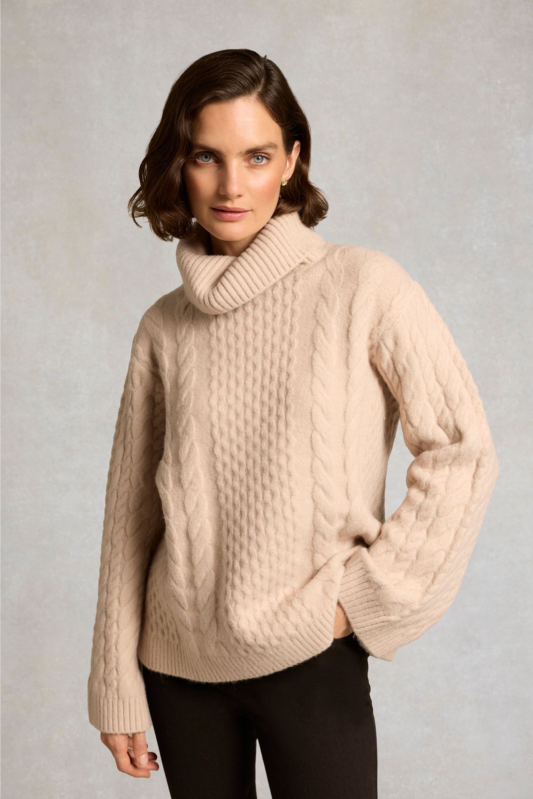 Beckley Roll Neck Knit (Palest Pink)