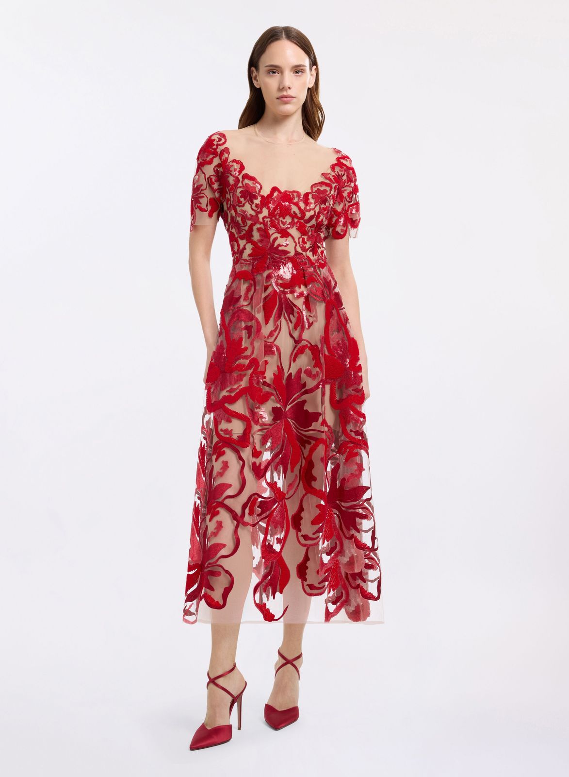 Velvet & Sequin Embroidered Dress