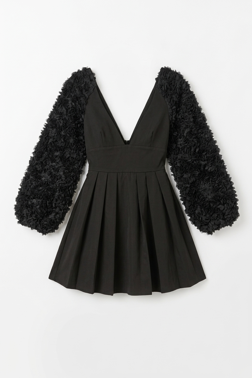 Brooklyn Black Puff Sleeve Mini Dress