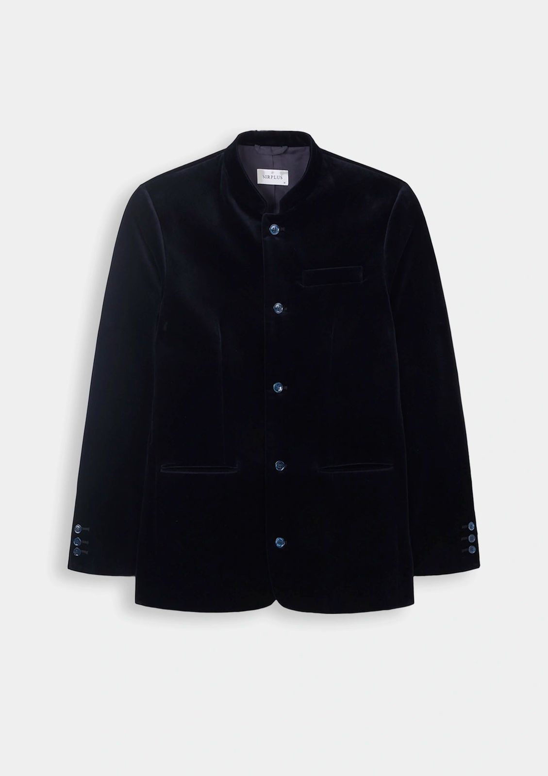 Midnight Navy Organic Velvet Nehru Jacket