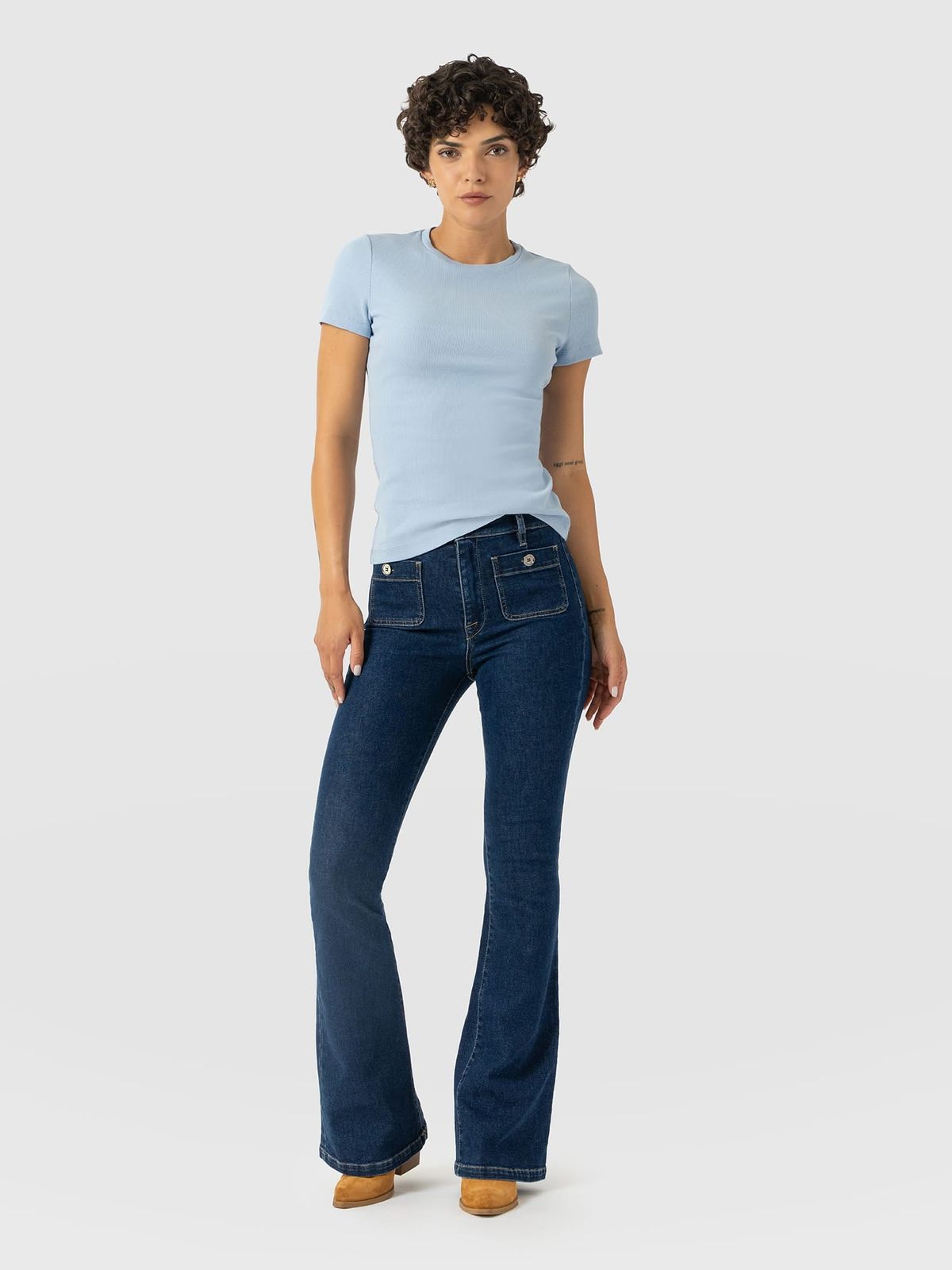 Bowie Stretch Flare Jeans - Mid Blue