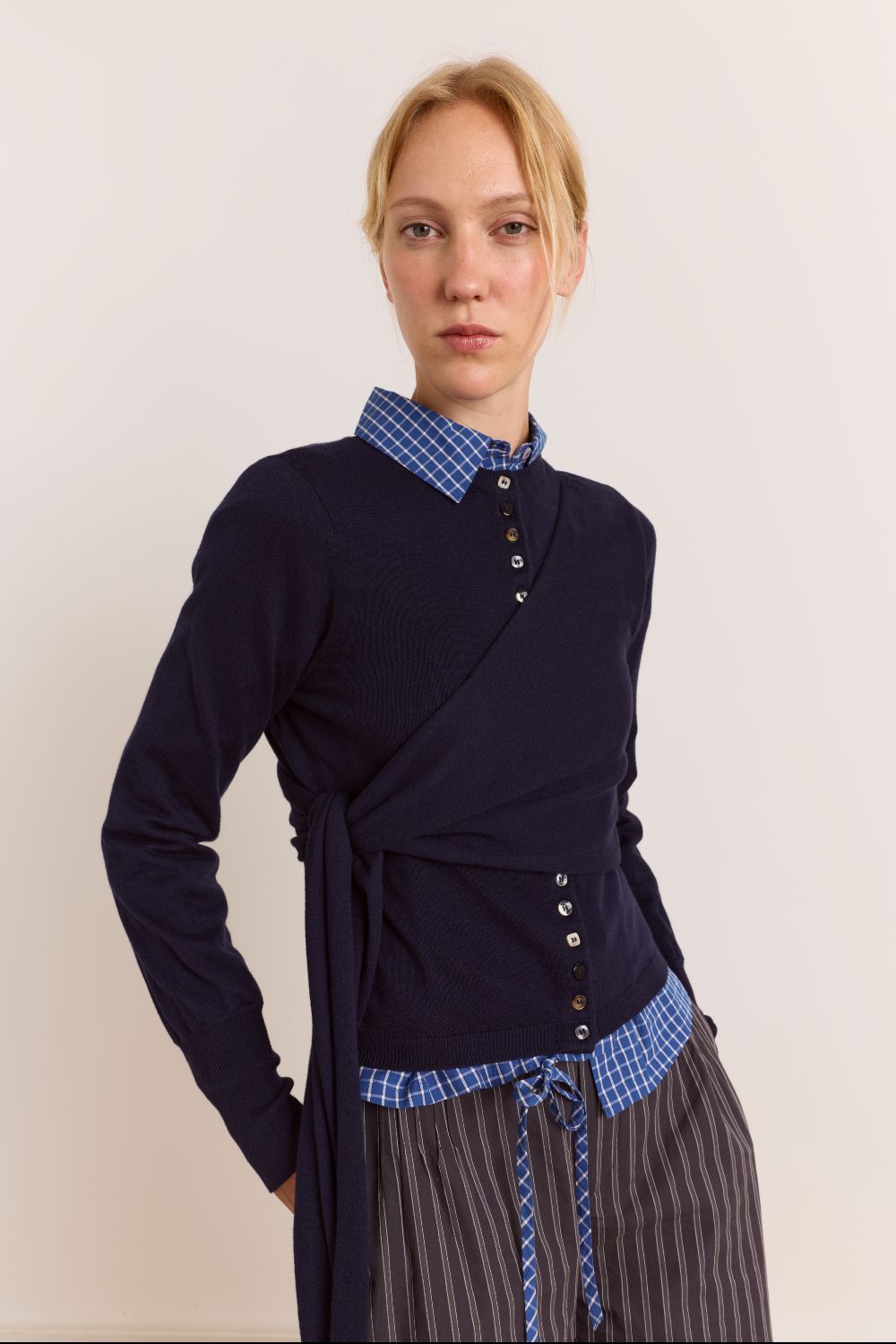 Venna Wrap Cardigan - Navy