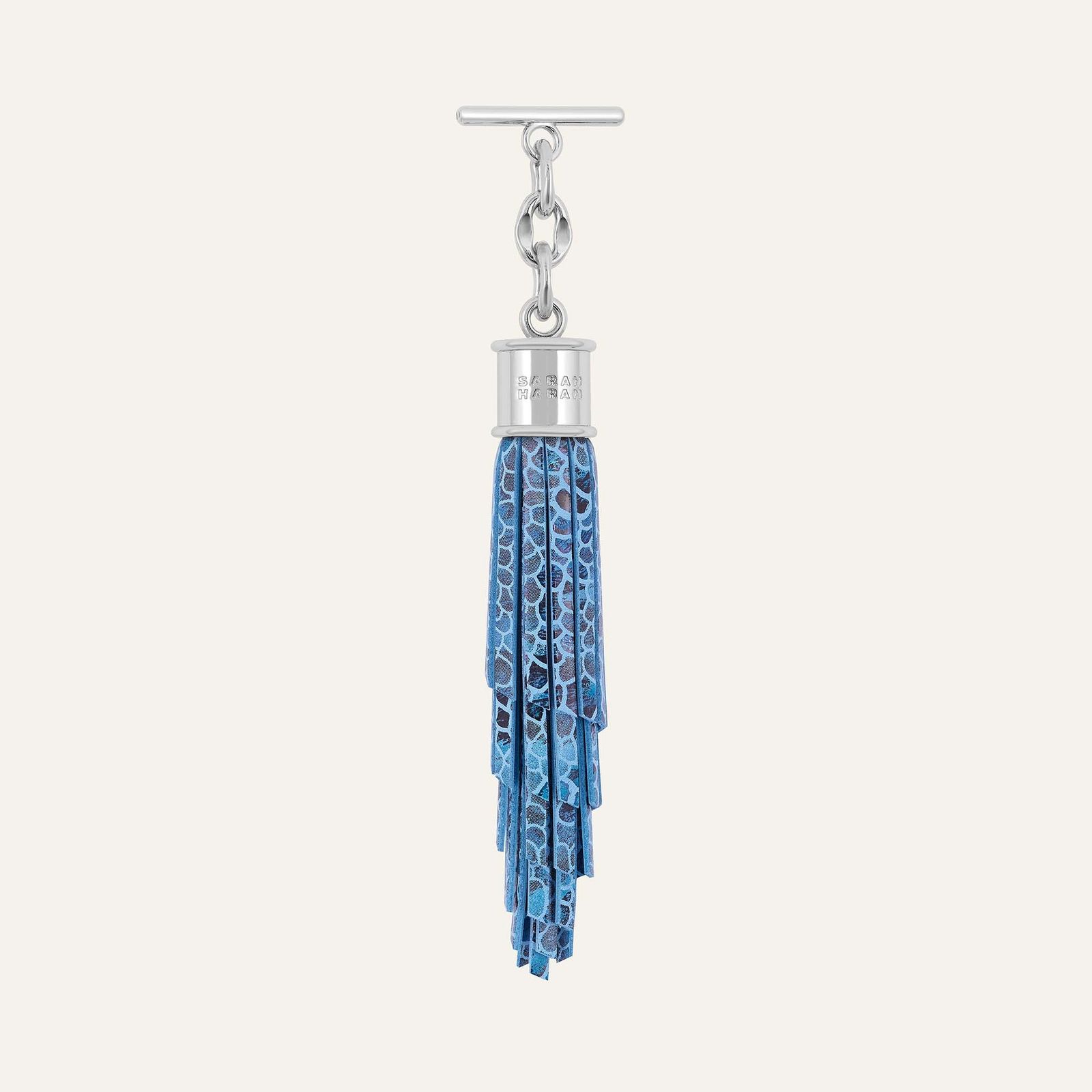 Feather Capsule Tassel Mini | Blue Mosaic with Silver hardware