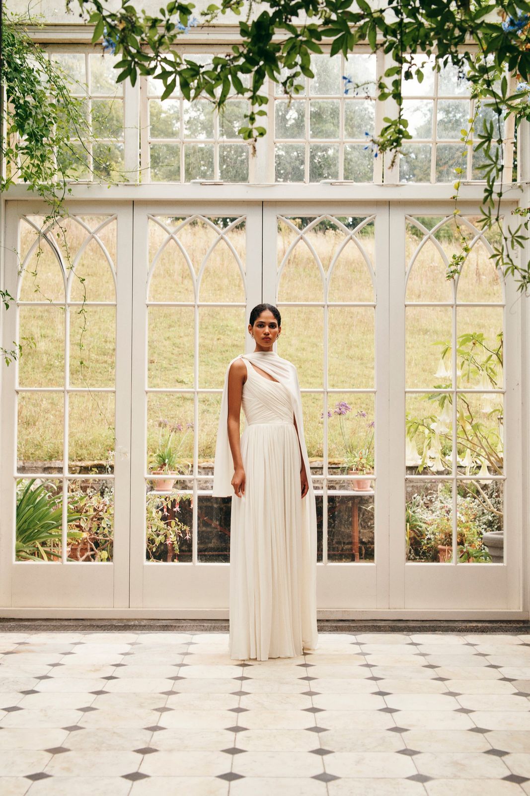 Indi Bridal Cape in Ivory Silk Georgette