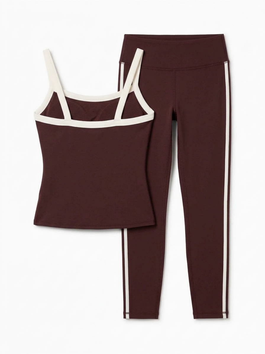 Womens Contrast Strap Active Vest In Burgundy