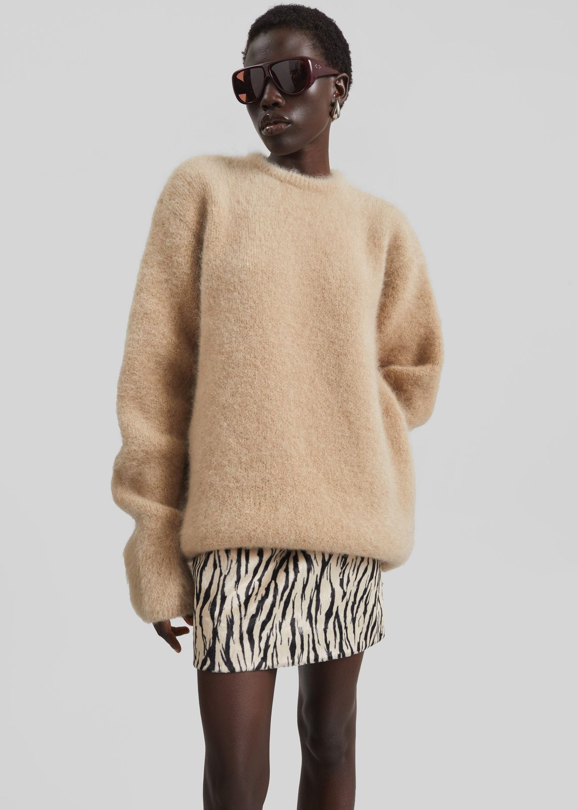 Ellery Mohair Crewneck Sweater - Beige