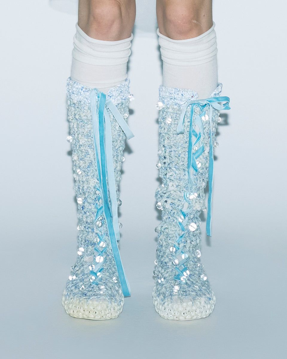CROCHET BEADED LONG BOOTS