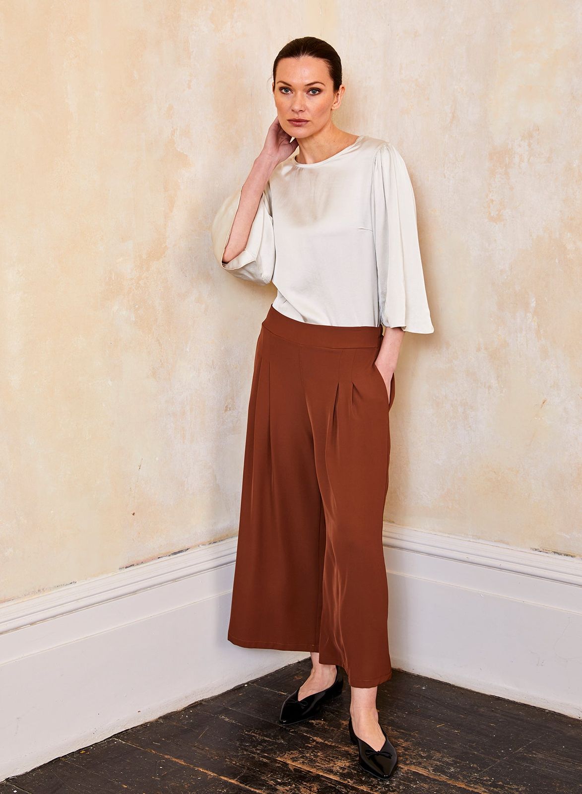 Yamela Pleat Front Drape Culottes