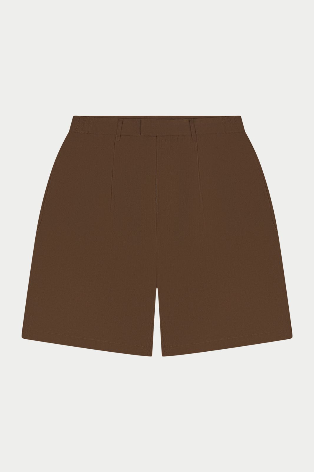 TEXTURED TAILORED SHORTS - BROWN