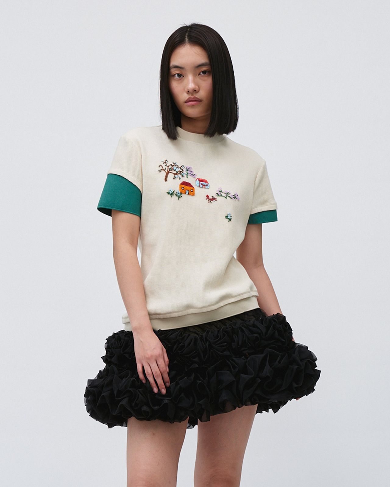 EMBROIDERED LAYERED TEE