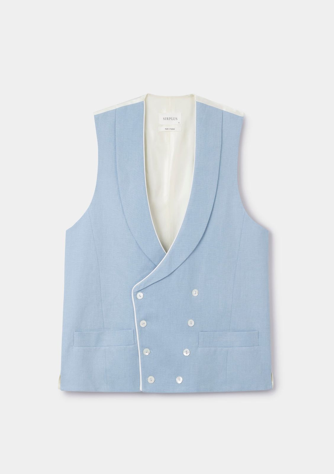 Ash Blue Shawl Lapel Double-Breasted Waistcoat