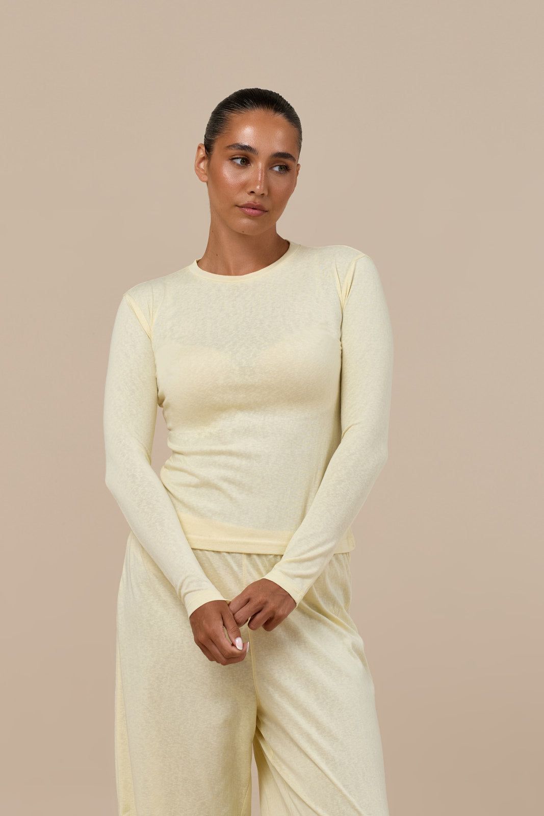 CASEY LONG SLEEVE SLUB T-SHIRT | BUTTER LEMON