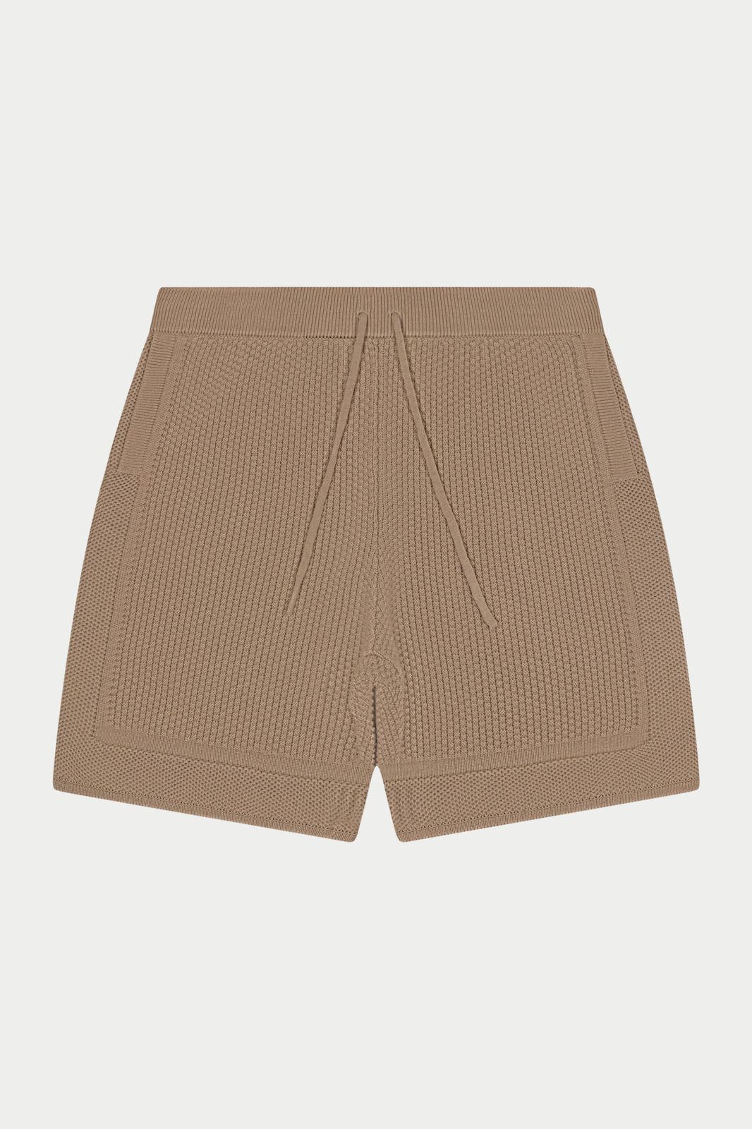 CONTRAST KNIT CROCHET SHORTS - BROWN