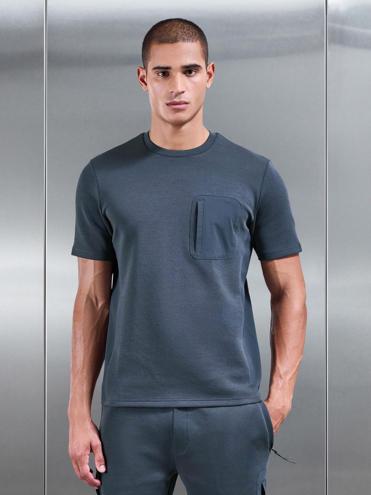 AirTech Hybrid Pocket T-Shirt in Slate Blue