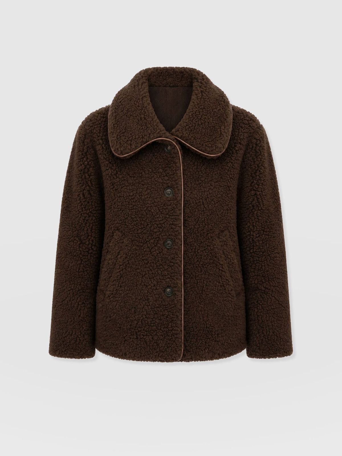 Rumer Short Teddy Coat - Chocolate