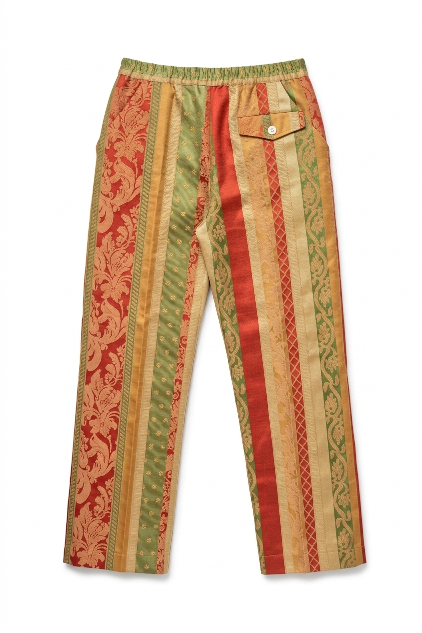 Antique Curtain Pleated Elastic-waist Pant