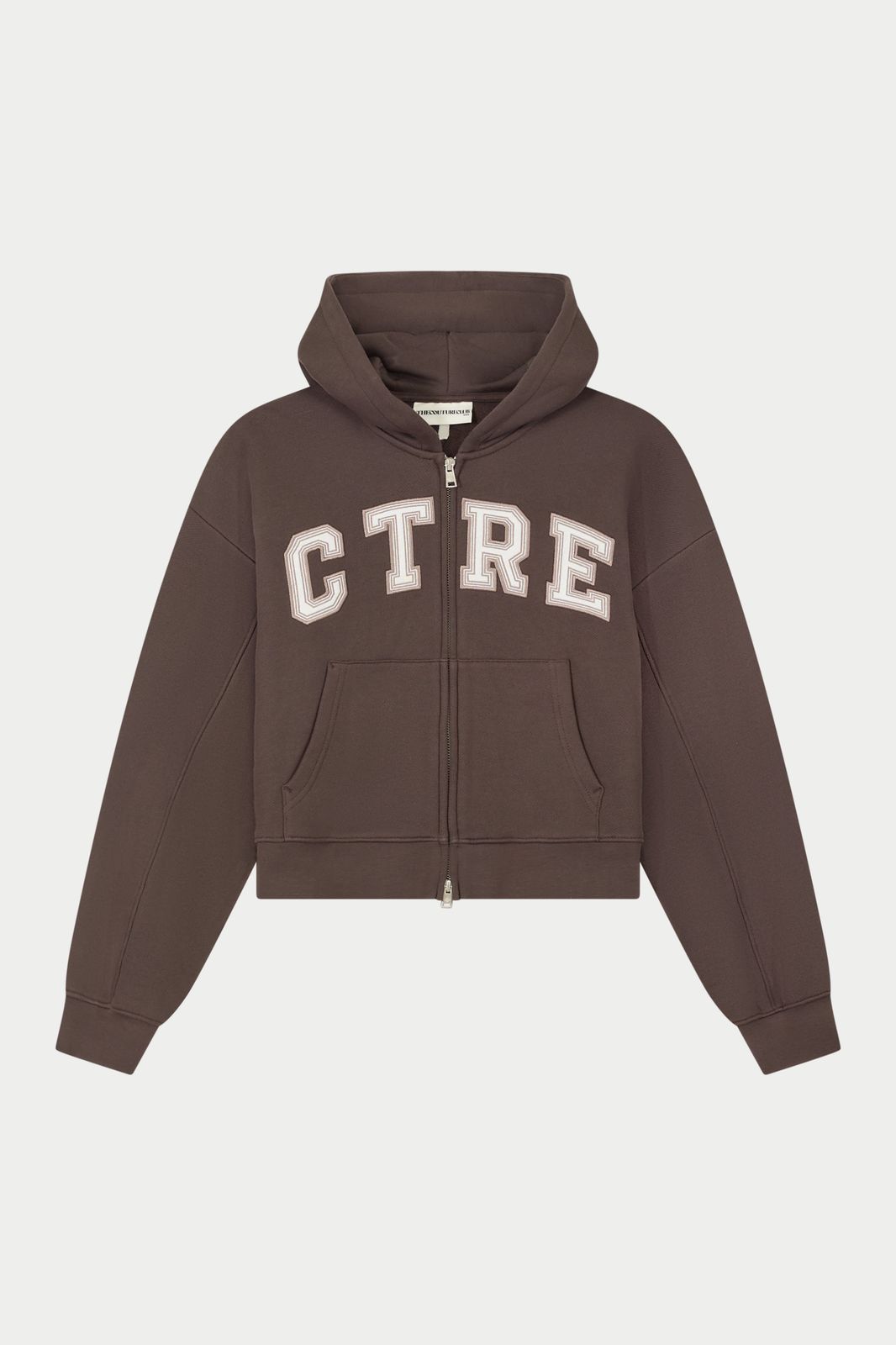 CTRE APPLIQUE ZIP THROUGH HOODIE - BROWN