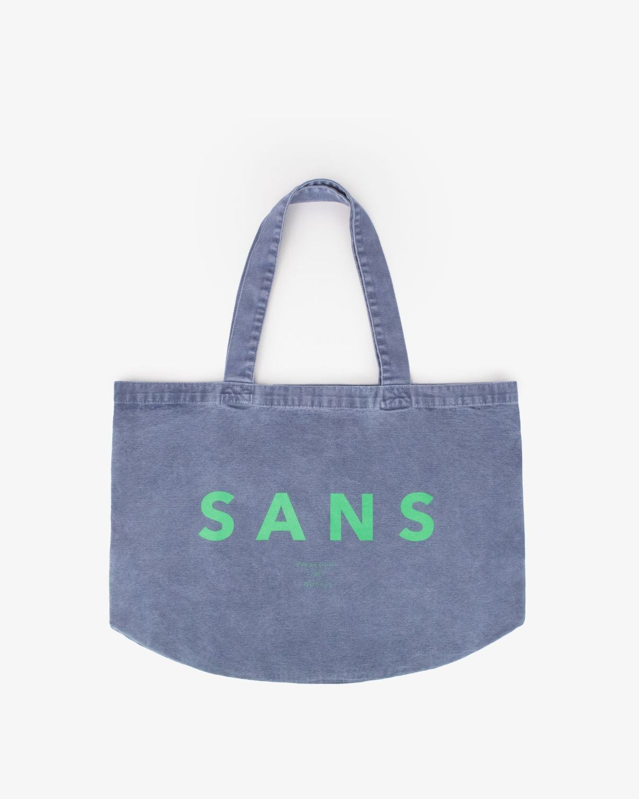 Sans Matin Tote Bag - Denim Blue Recycled Cotton & Jade Green Print
