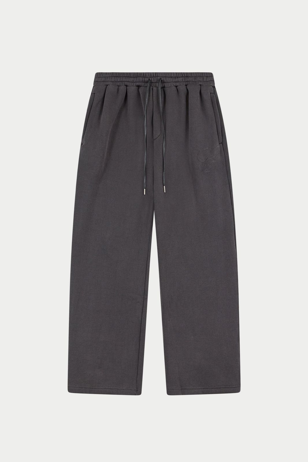 KNIT CONTRAST DRAWCORDS RELAXED JOGGERS - CHARCOAL