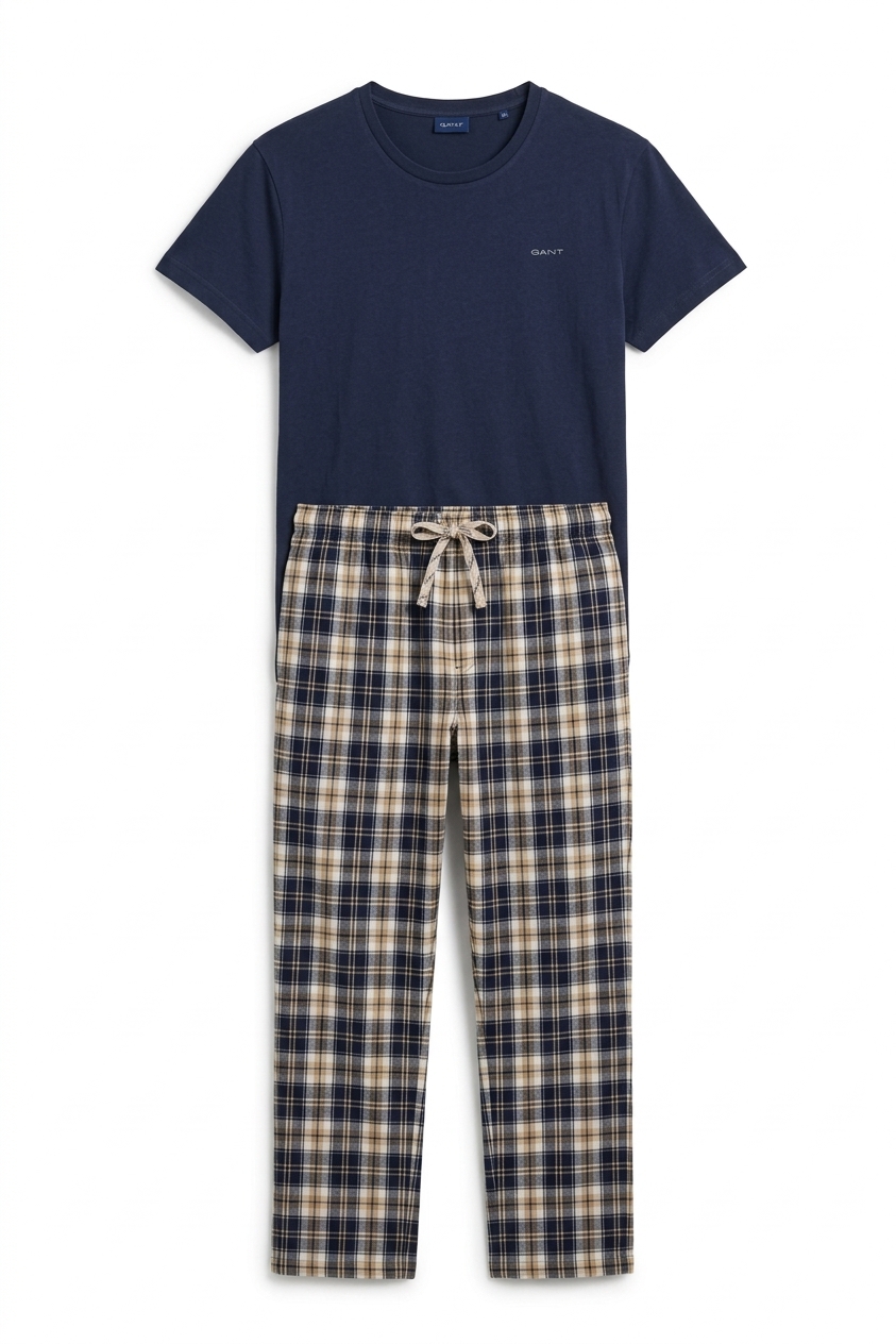 Checked Pajama Pants - Evening Blue