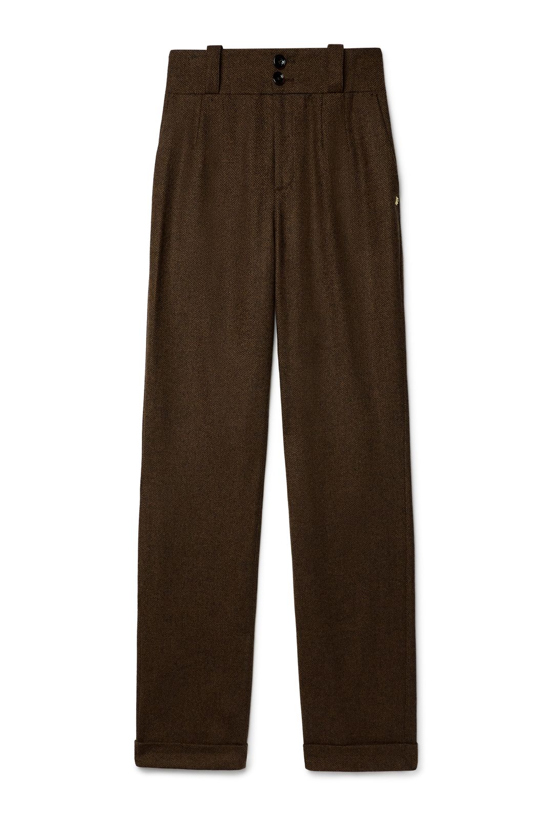 High Waisted Wide Leg Trouser (tobacco Herringbone)