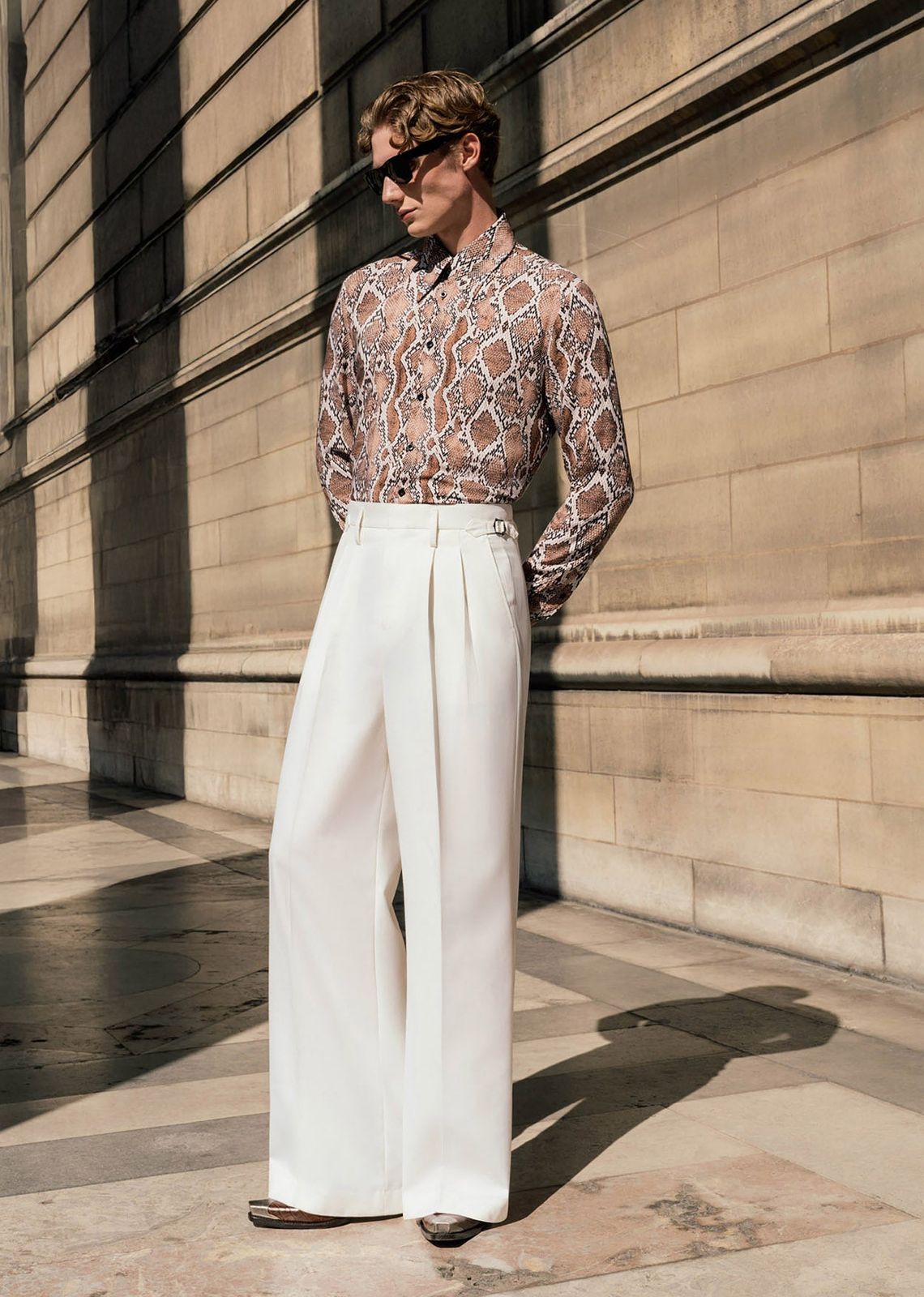 Off-White High Waisted Side Buckle Flare Trousers