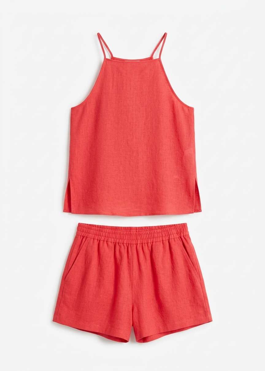 Cazaux Textured Mini Shorts - Red